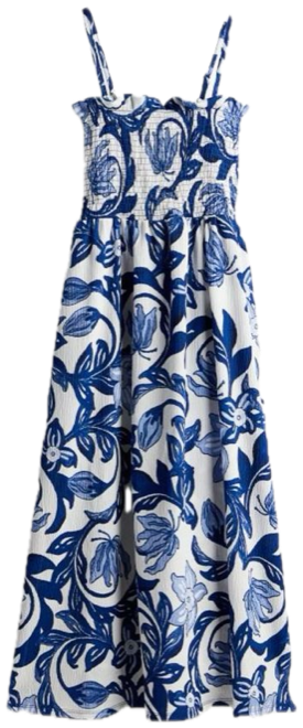 Robe longue fleurie bleue