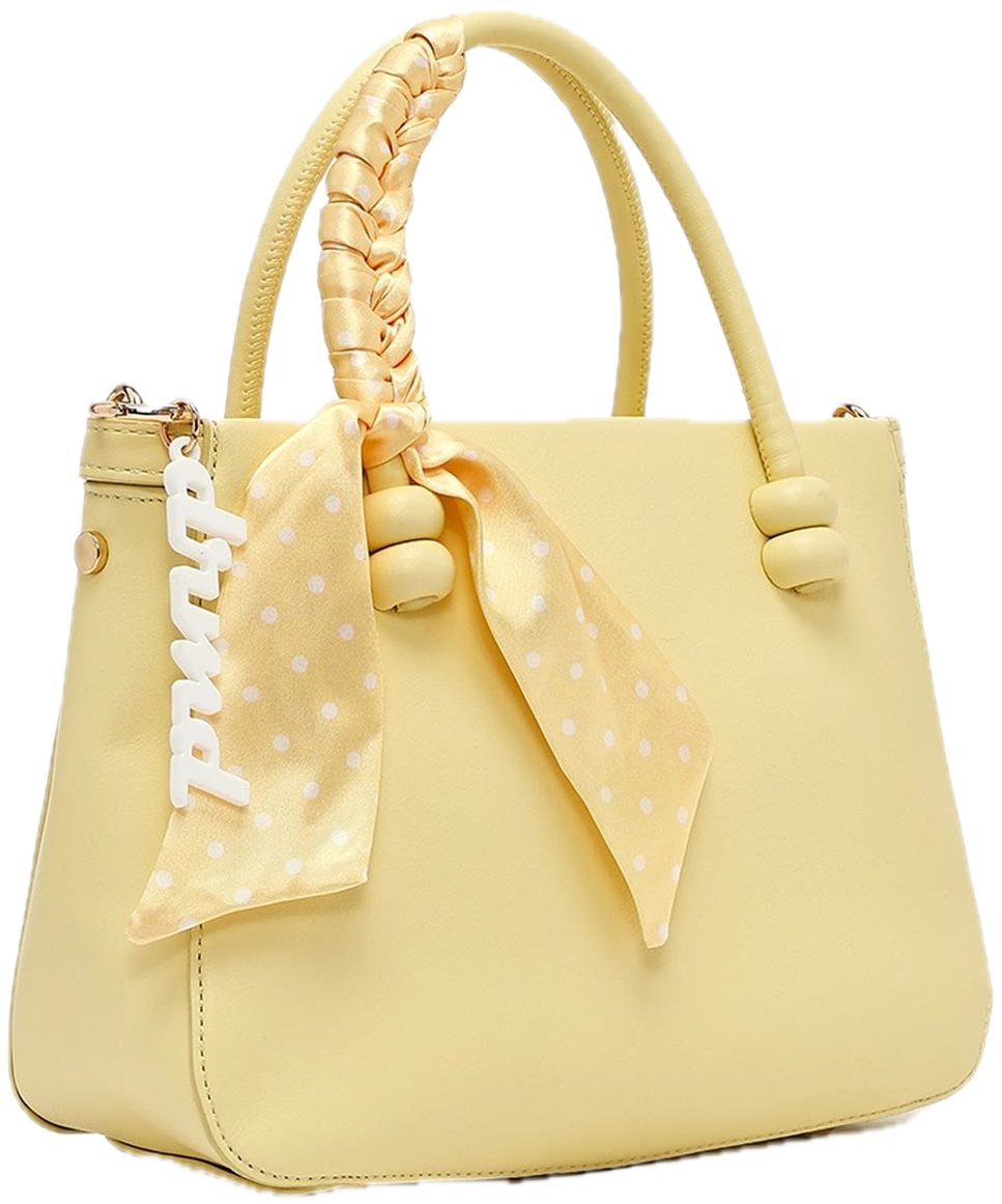 Sac à main jaune pastel au foulard noué